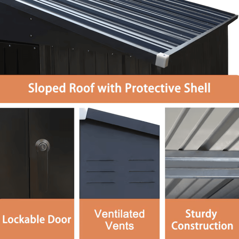 VEIKOUS 10 ft. W x 12 ft. D Outdoor Metal Storage Shed in Gray (120 sq. ft.) image 2