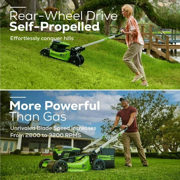 Greenworks 60V 21″ Brushless Self-Propelled Battery Powered Lawn Mower + (2) 4.0Ah Batteries & Dual Port Charger image 3