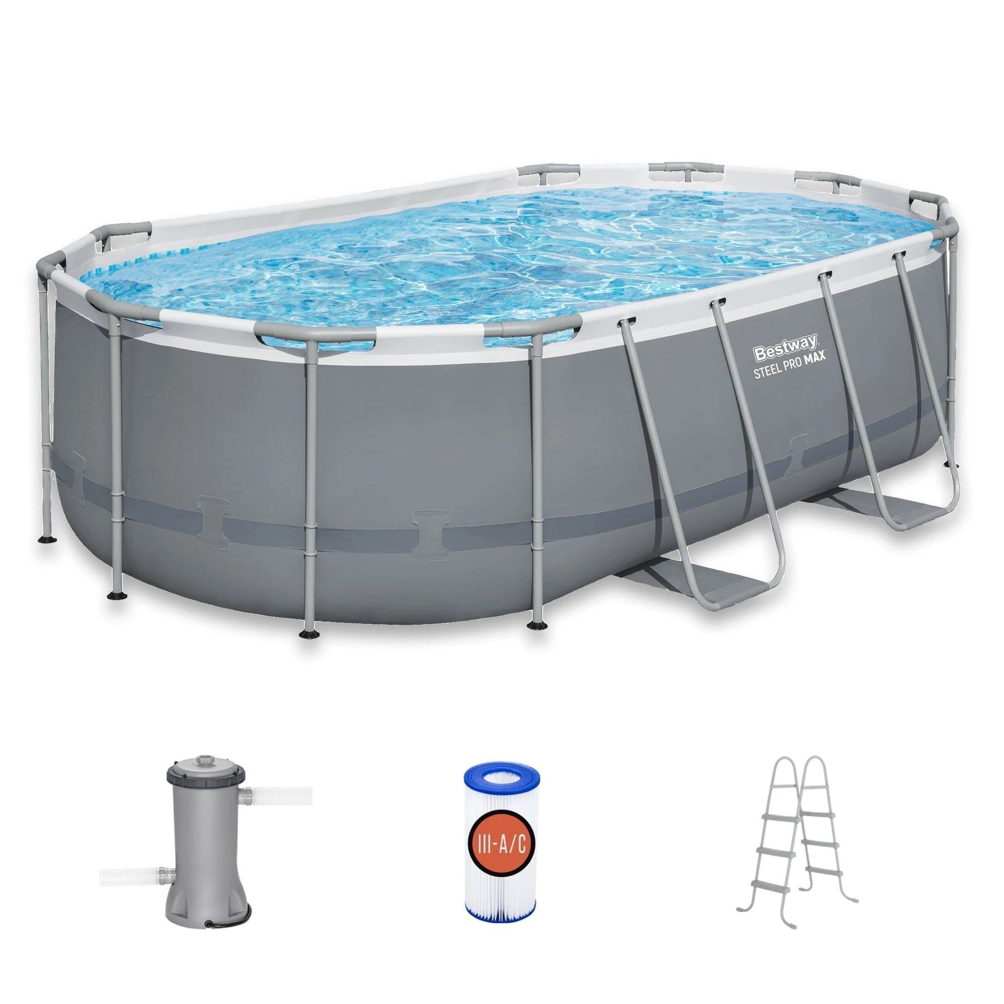 Bestway Steel Pro MAX 14 ft x 8 ft 2 in x 39.5 In, Oval Above Ground Pool Set, Outdoor Frame Swimming Pool image 0
