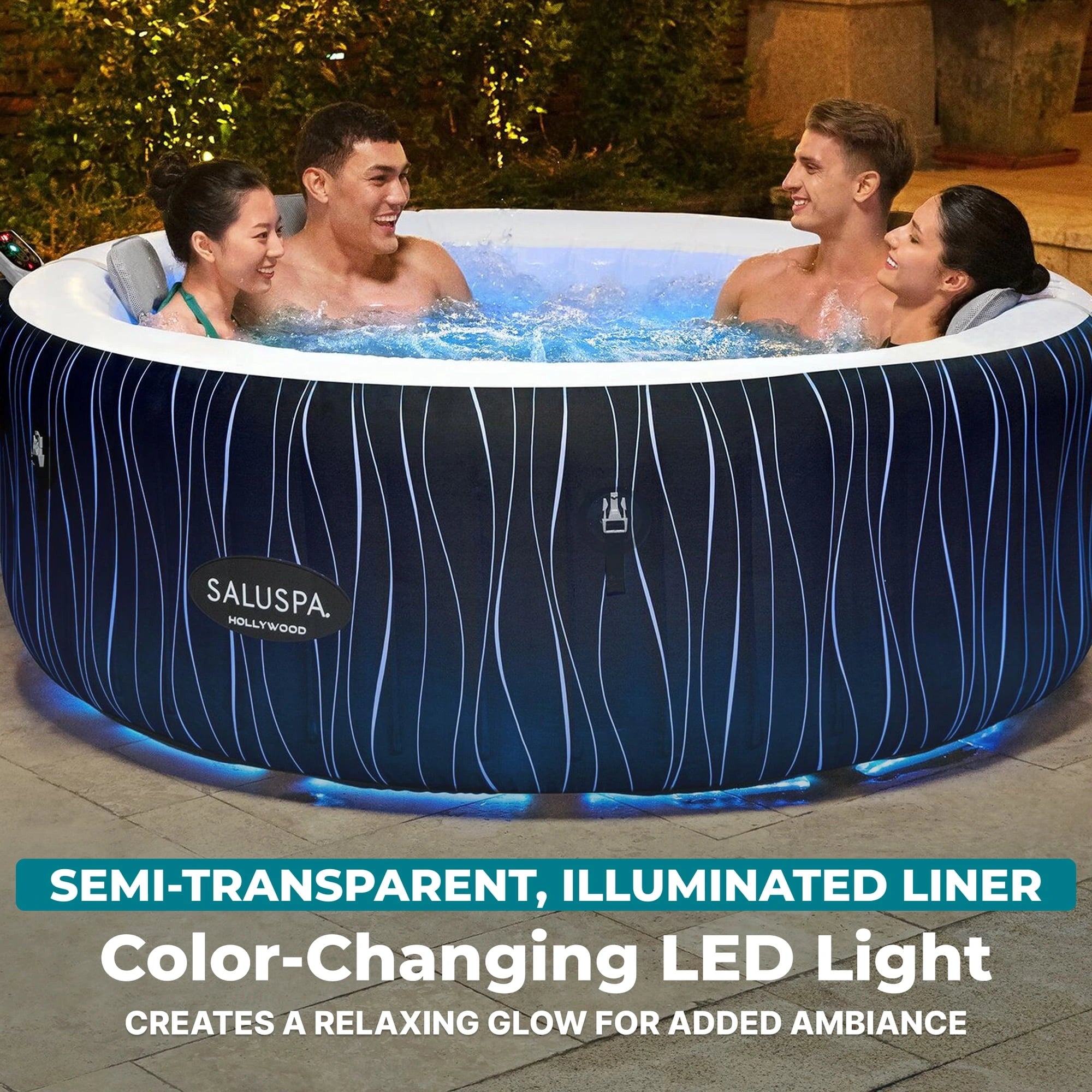 Bestway SaluSpa Hollywood Luxe 4-6 Person Inflatable Hot Tub, Round Energy-Efficient Spa, 77″ x 26″ image 4