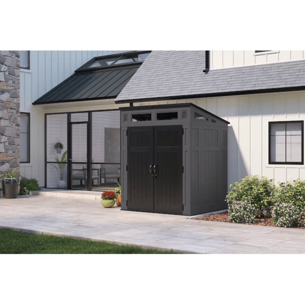 Suncast 6-Feet x 4-Feet Modernist Lean-to Resin Storage Shed (Floor Included) in Gray | BMS6583T image 8