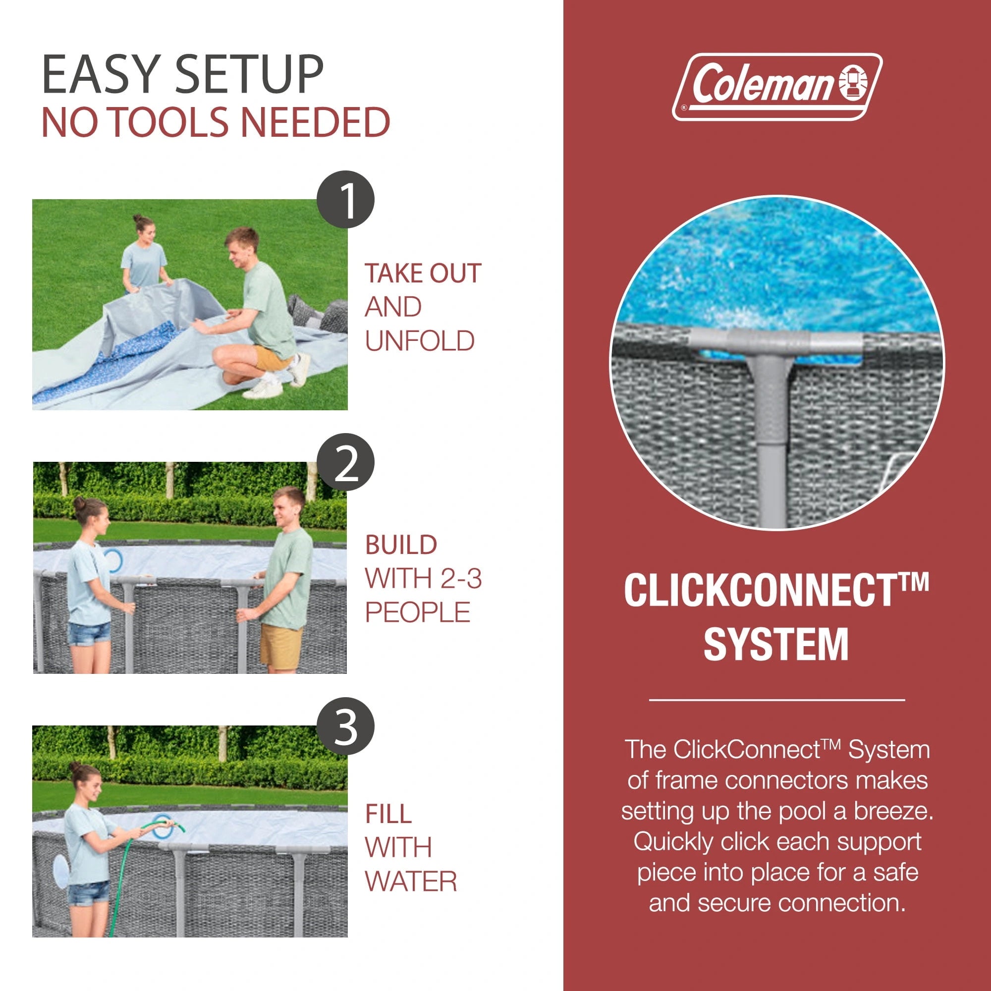 Coleman Power Steel 22’x52” Metal Frame Above Ground Pool w/ Pump, Ladder, & Cover, Gray image 7