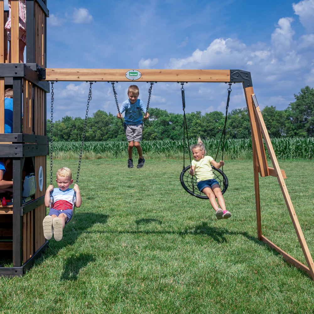 Backyard Discovery Mystic Tower Multi-Level Cedar Swing Set with Hidden Climbing Tower image 11