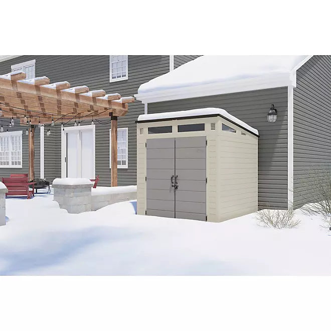 Suncast 7′ x 7′ Modernist Resin Outdoor Storage Shed image 1