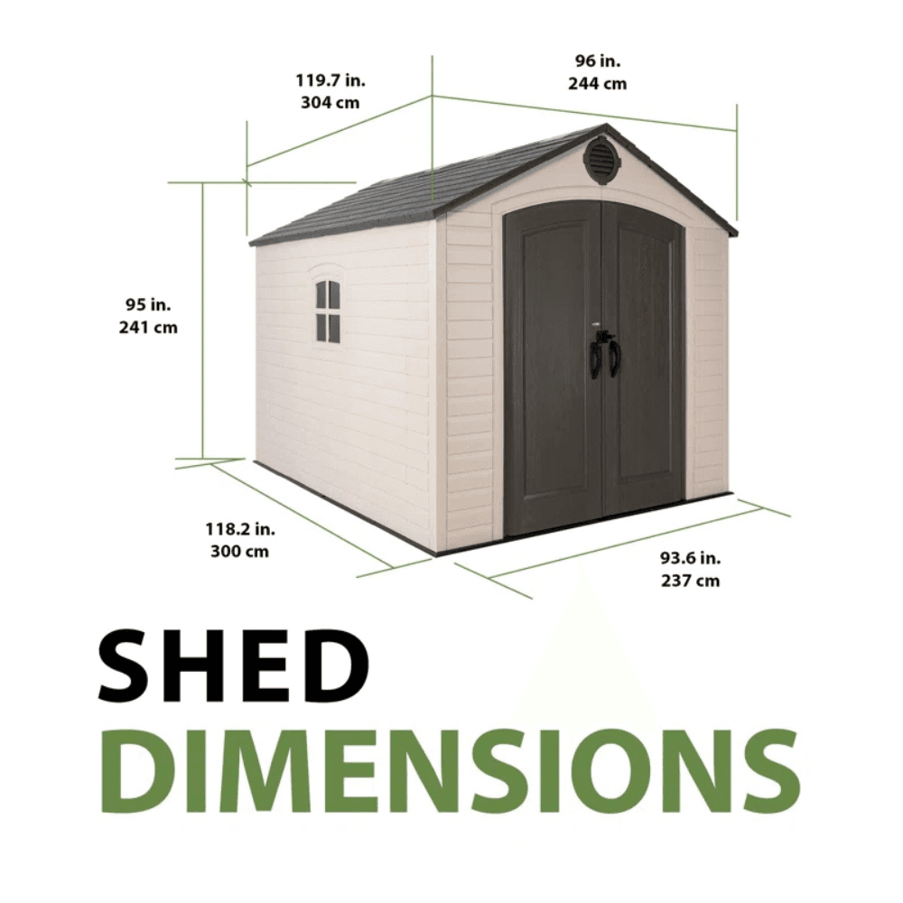 Lifetime 8 Ft. x 10 Ft. High-Density Polyethylene (Plastic) Outdoor Storage Shed with Steel-Reinforced Construction image 1