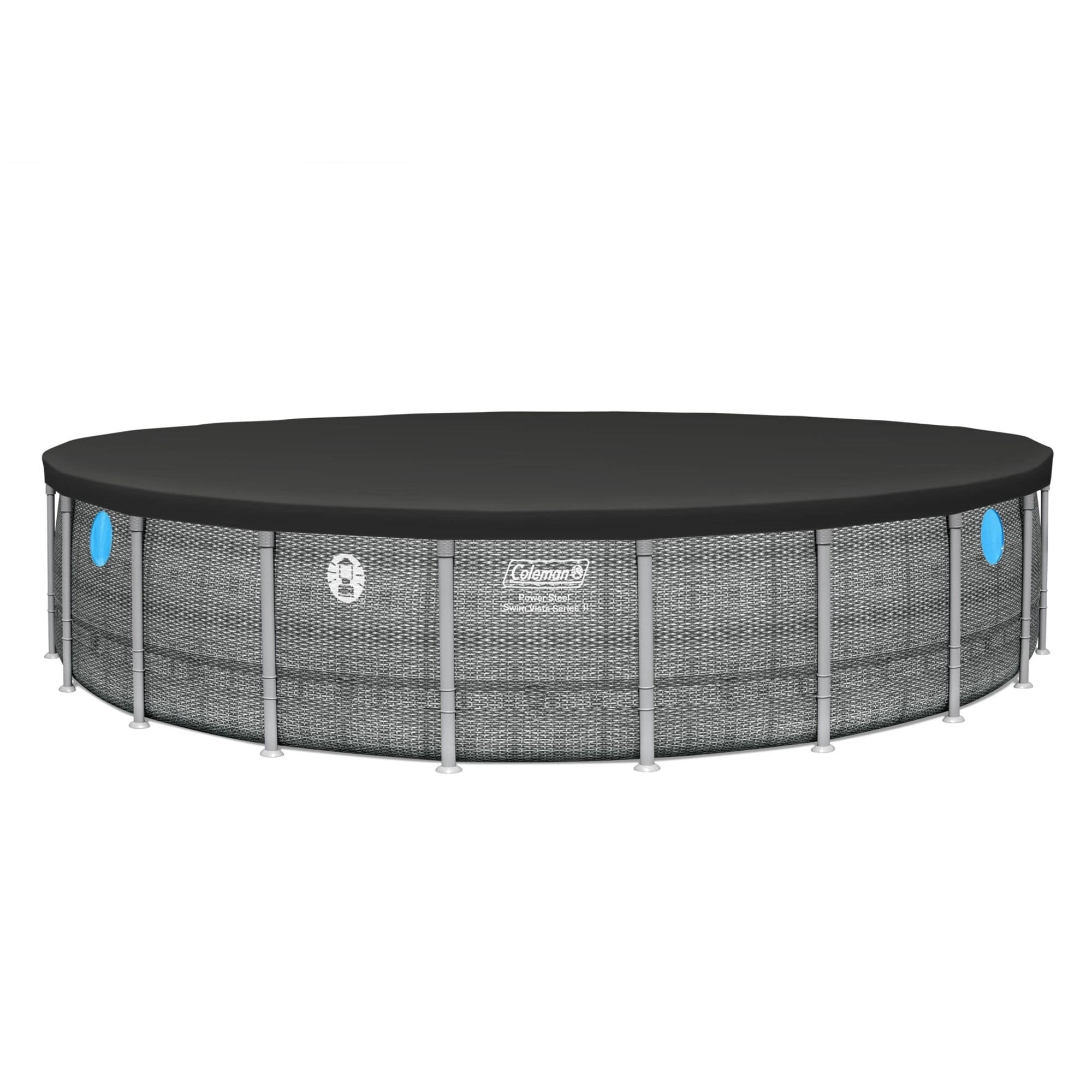 Coleman Power Steel 22’x52” Metal Frame Above Ground Pool w/ Pump, Ladder, & Cover, Gray image 2