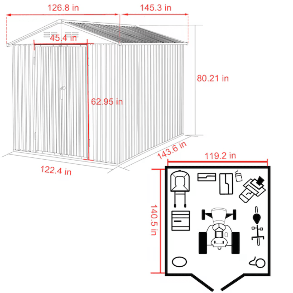 VEIKOUS 10 ft. W x 12 ft. D Outdoor Metal Storage Shed in Gray (120 sq. ft.) image 3