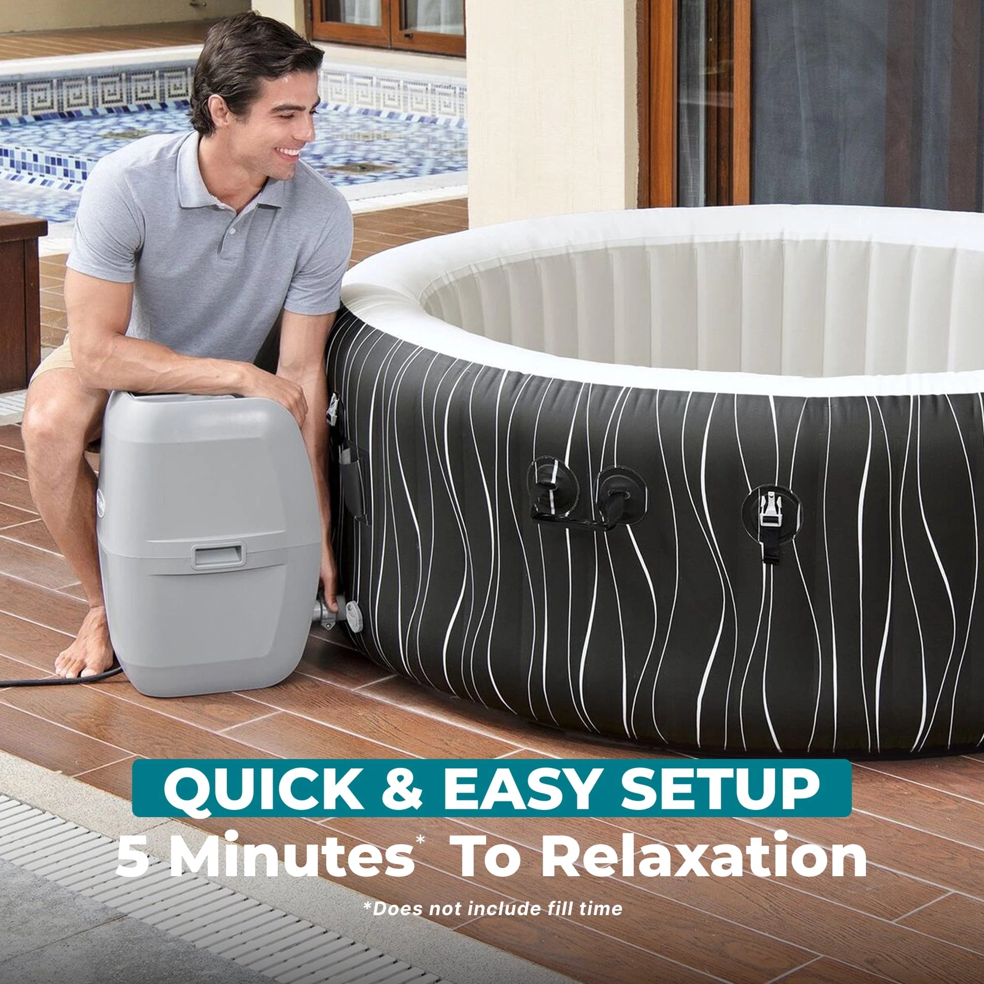 Bestway SaluSpa Hollywood Luxe 4-6 Person Inflatable Hot Tub, Round Energy-Efficient Spa, 77″ x 26″ image 7