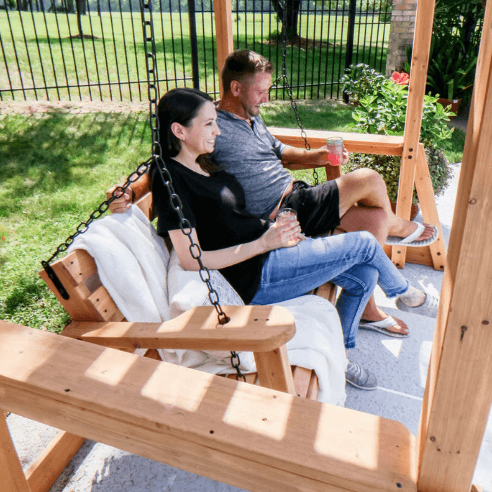 Backyard Discovery Callahan Cedar Wood Outdoor Pergola Swing Bench image 7