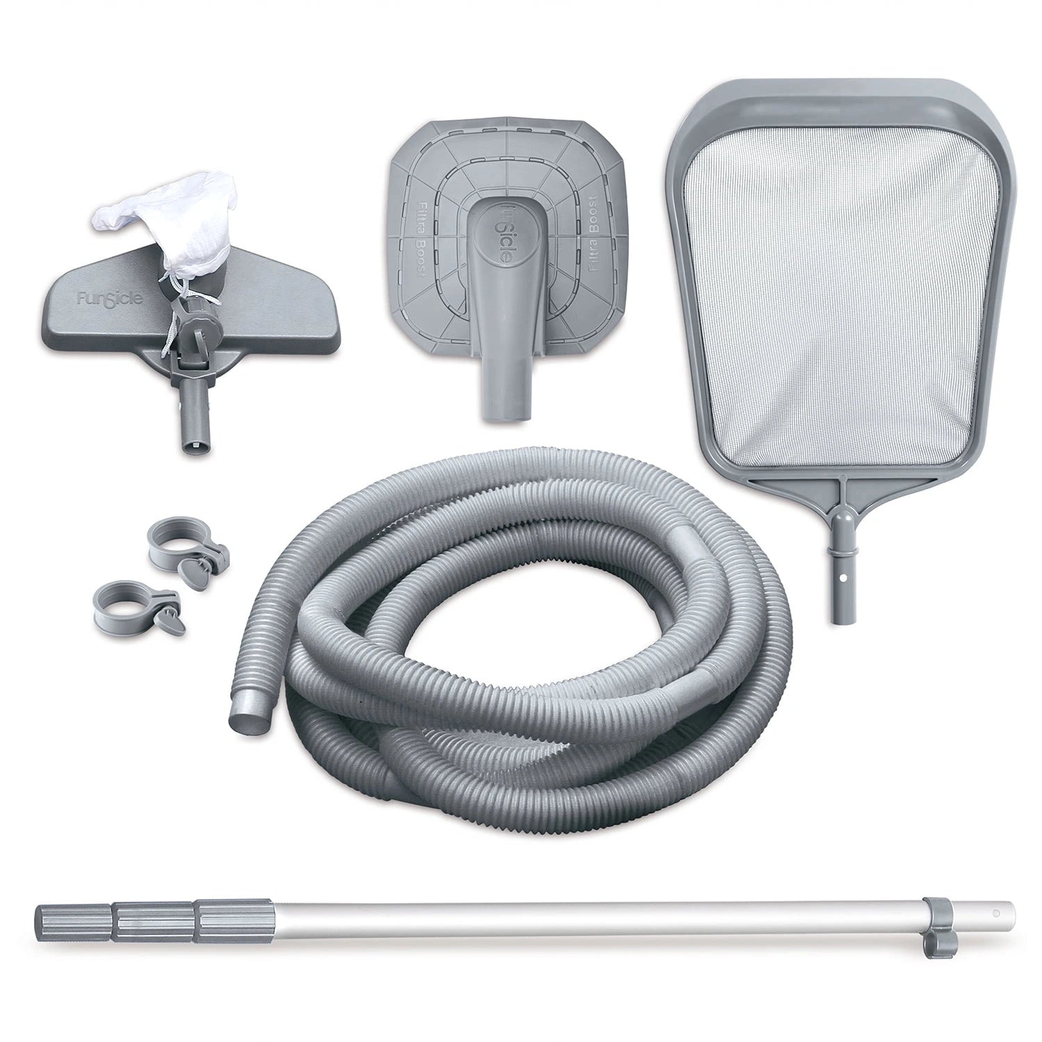 Funsicle Oasis Above Ground Metal Frame Swimming Pool Set – with FB1200S AutoSkimmer Pump, Ladder, Cover, Cloth & Deluxe Maint. Kit, 14′ x 48″, Round, Gray image 6