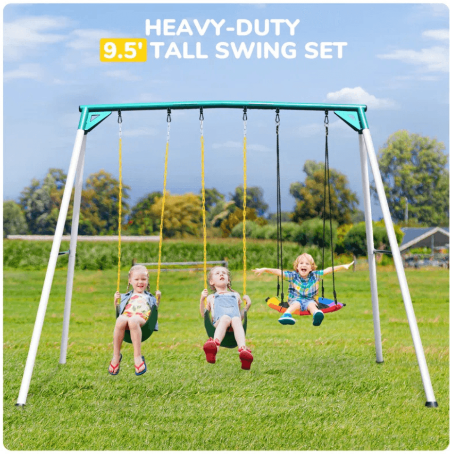 9.5′ Heavy-Duty Outdoor Porch Swing Set image 1