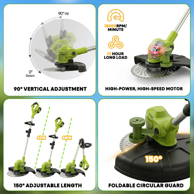IToolMax 12-Inch Electric Weed Wacker & Eater with Detachable 4-Wheel Base image 8