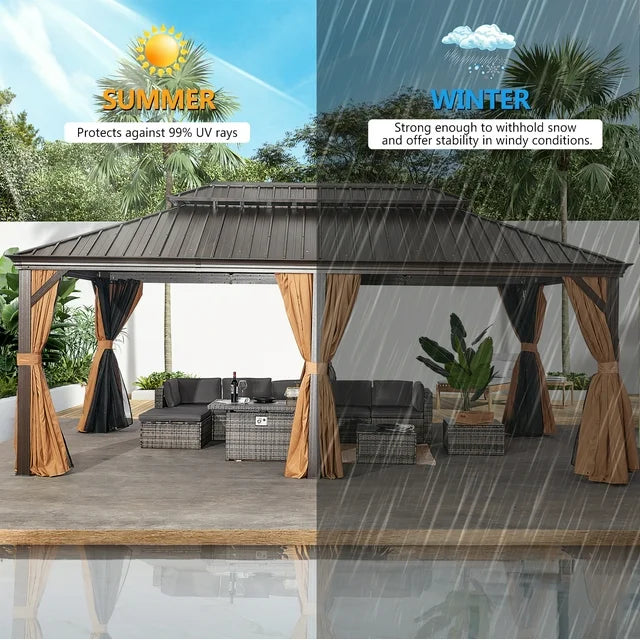 Sunmthink 12×20 ft Hardtop Gazebo with Double Roof image 4