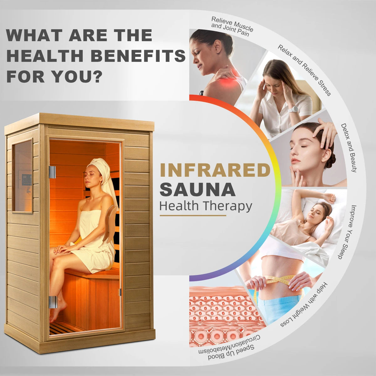 HomeMiYN Far Infrared Wood Sauna Box ,traditional Sauna Room Indoor Home Spa Low-emf Dry Saunas Single Person Spa Canada Hemlock,nature image 9