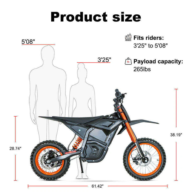 CEMOTO D-Series 3000W–6000W 40 to 53 mph Top Speed Off-Road Electric Dirt Bike for Teens & Adults image 4