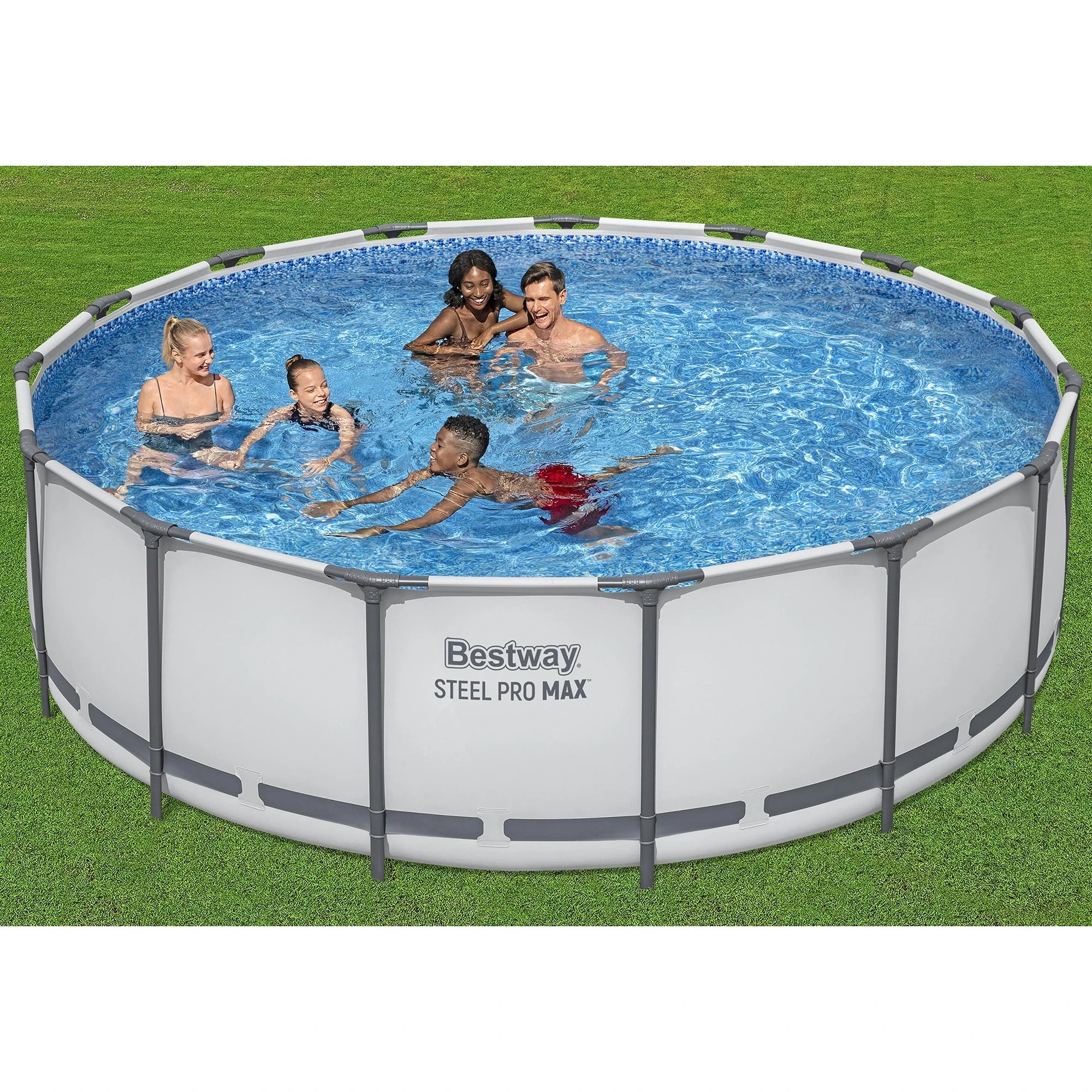 Bestway Steel Pro MAX 15′ x 48″ Prismatic Stone Pool Set| Durable Construction, Easy Assembly, and All-Inclusive Accessories – above ground pool set with filter pump, ladder, and pool cover image 1