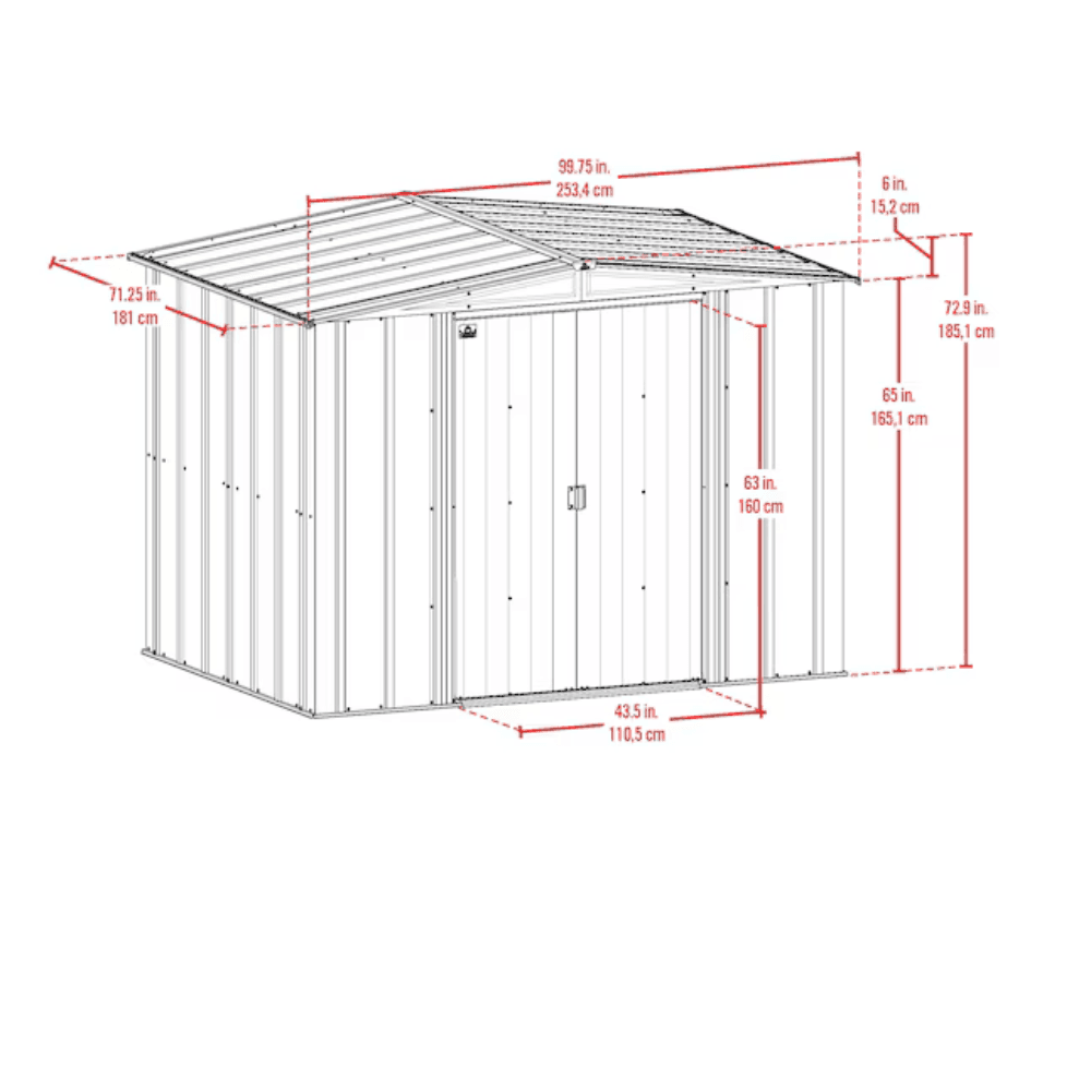 Newport 8 ft. W x 6 ft. D 2-Tone Eggshell and Coffee Galvanized Metal Shed with Sliding Lockable Doors (43 sq. ft.) image 4