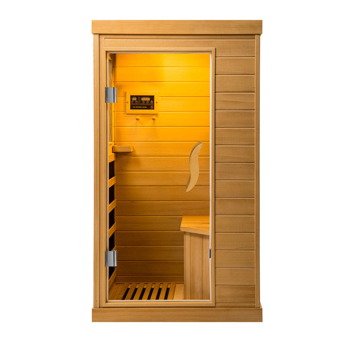 HomeMiYN Far Infrared Wood Sauna Box ,traditional Sauna Room Indoor Home Spa Low-emf Dry Saunas Single Person Spa Canada Hemlock,nature image 1