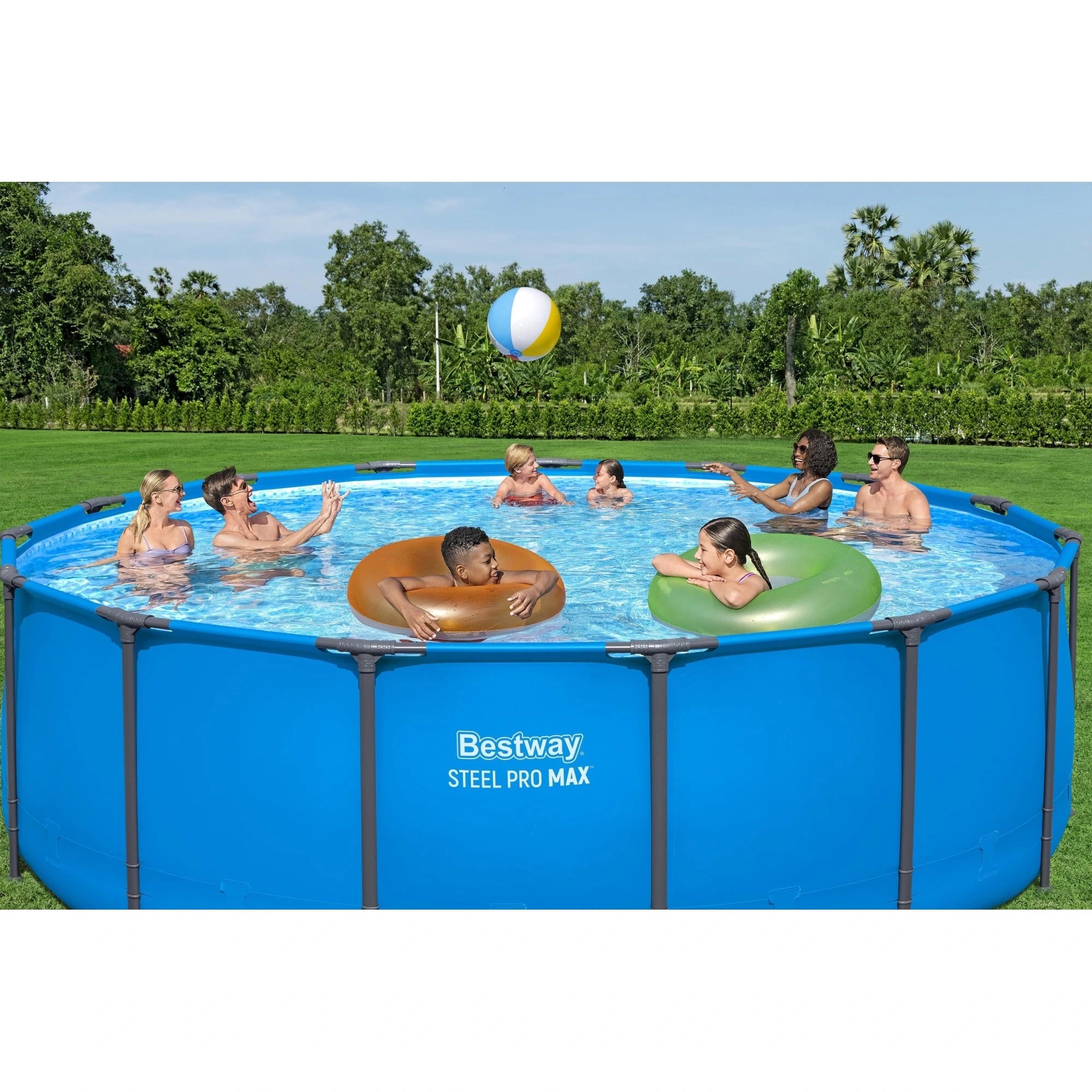 Bestway Steel Pro MAX 15′ x 48″ Round Above Ground Swimming Pool & Pool Ladder image 9