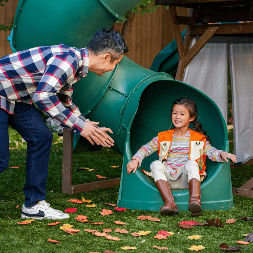 Ranger Retreat Wooden Swing Set/Playset with Tent, Tube Slide and 3-Swings image 3