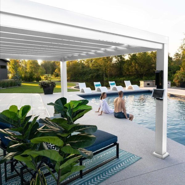 14×10 Windham Modern Steel Pergola With Sail Shade Soft Canopy image 7