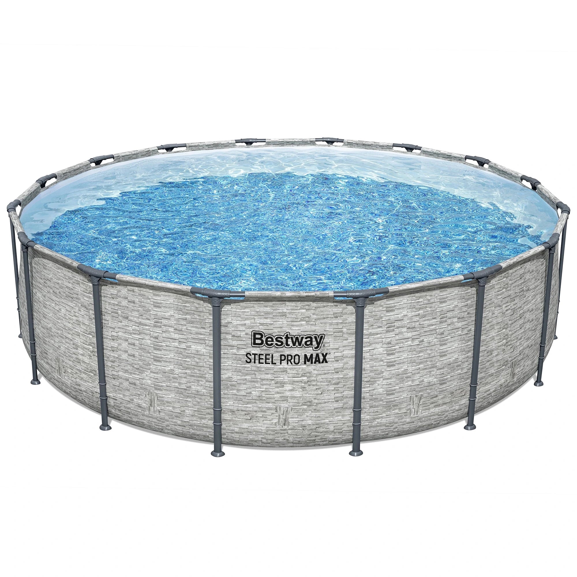 Bestway: Steel Pro MAX – 16′ x 48″, Grey -Round Above Ground Swimming Pool Set, ClickConnect Frame, Tritech, Filter Pump-Ladder-Cover, 5145 Gal Water image 0