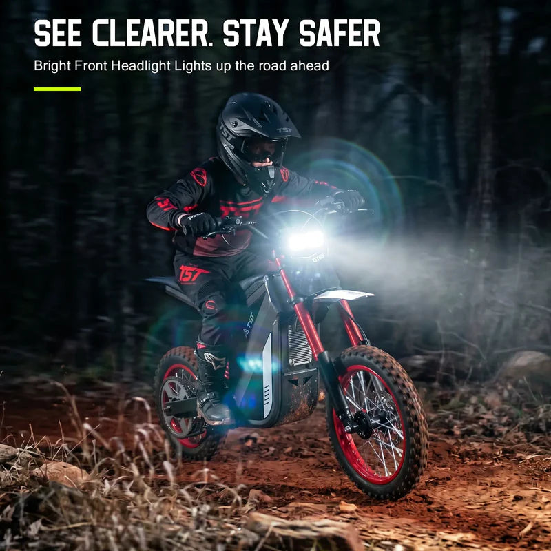TST GT63 Electric Dirt Bike, 2400W Brushless Hub Motor, 45 MPH Top Speed, 48V 22.5Ah Battery with 50 Mile Range, 210Nm Torque, Front Hydraulic Suspension image 8