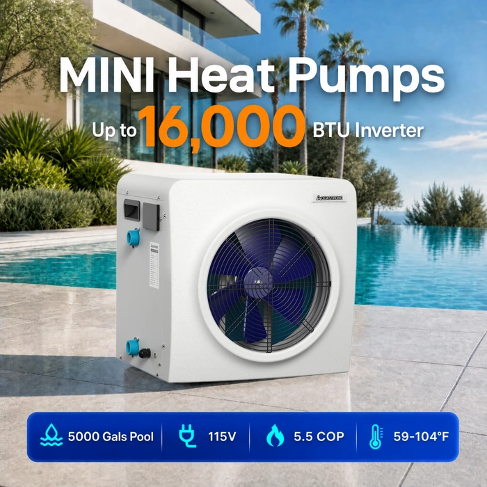 AQUASTRONG MINI Heat Pumps, Up to 18,000 BTU Inverter, for Pools up to 6,500 Gallons, 115V image 1