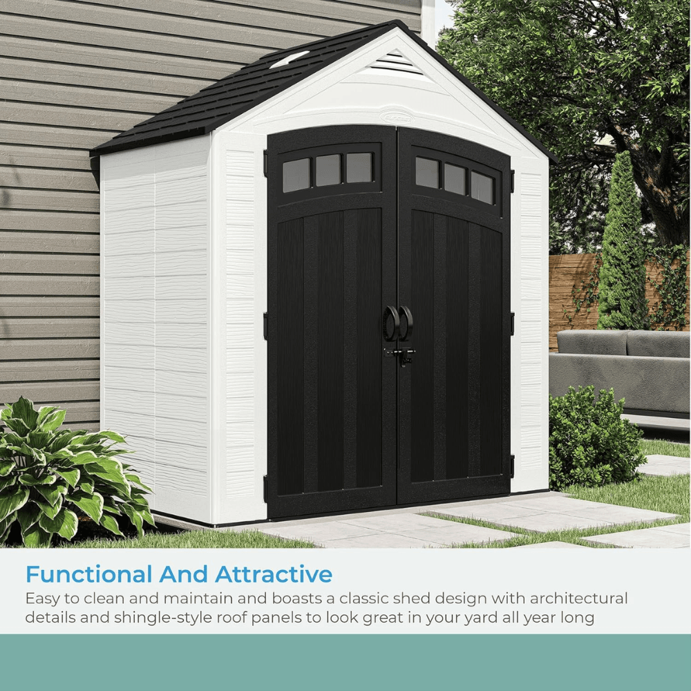 Suncast Vista 7 ft. x 4 ft. Resin Standard Modern Storage Shed with Floor Kit image 5