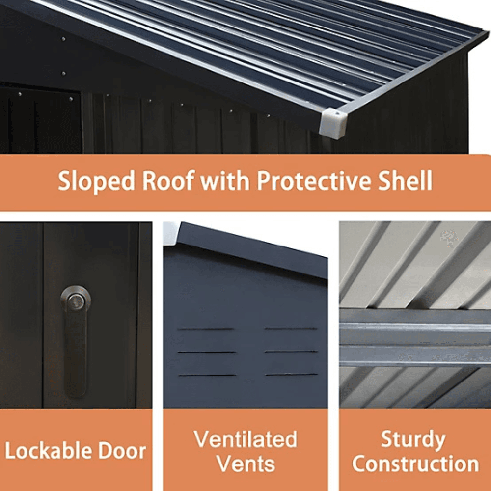 Veikous 8 ft. x 12 ft. Outdoor Storage Shed with Lockable Door and Vents image 6
