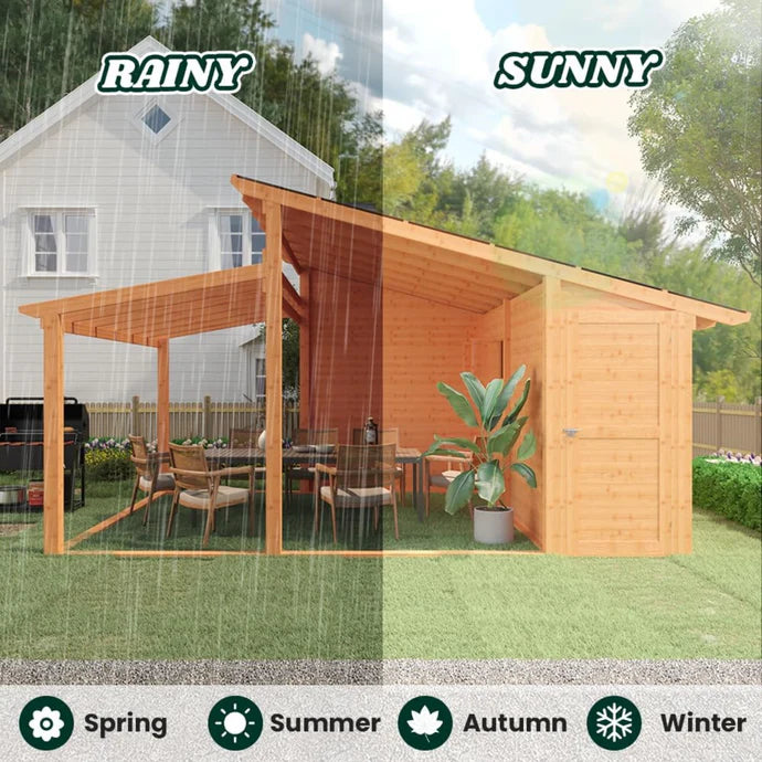 AECOJOY 20′ × 12.5′ Outdoor Wooden Gazebo with Storage Room image 6