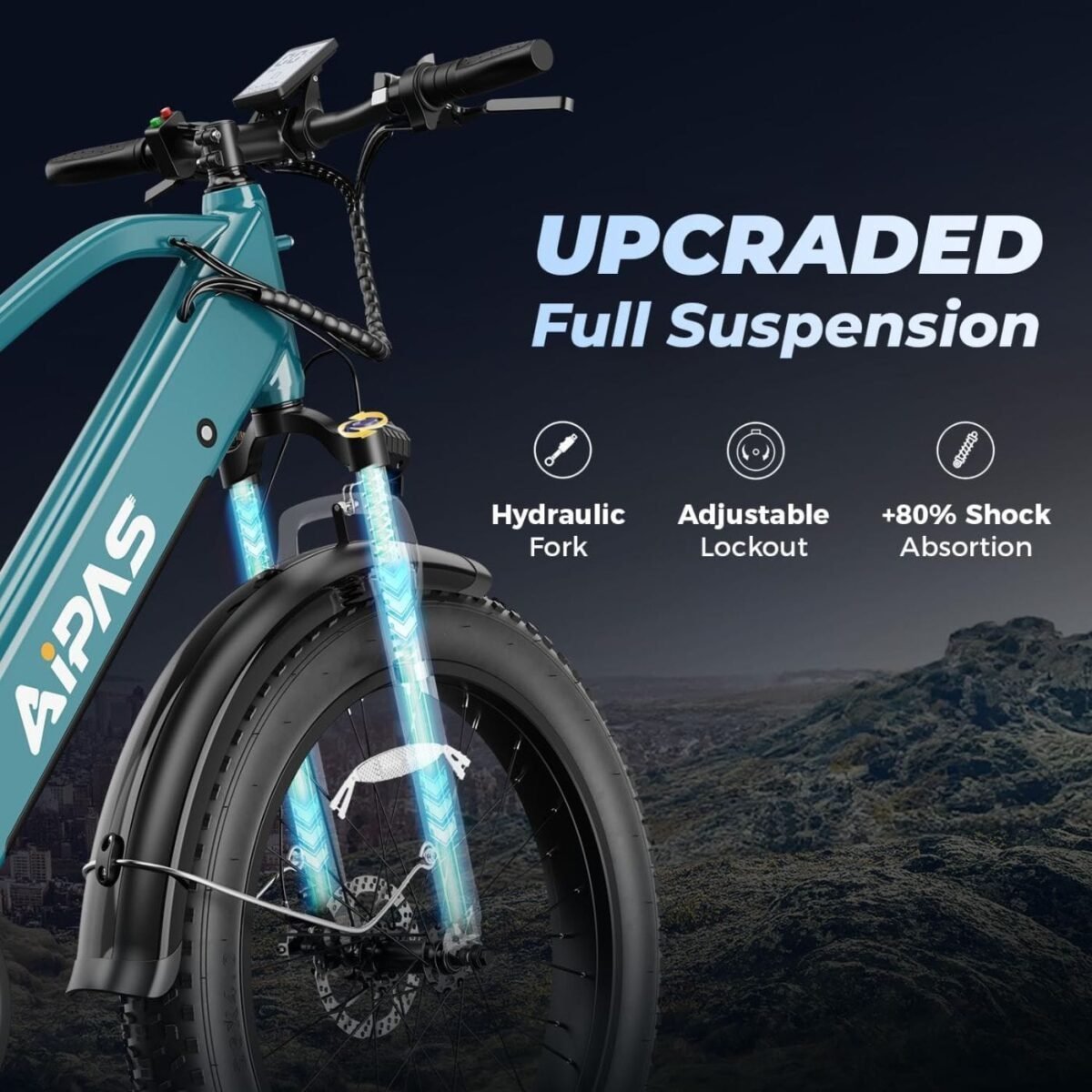 Aipas M2 Xterrain Electric Bike – Matte Black | All-Terrain E-Bike with Powerful Motor image 3