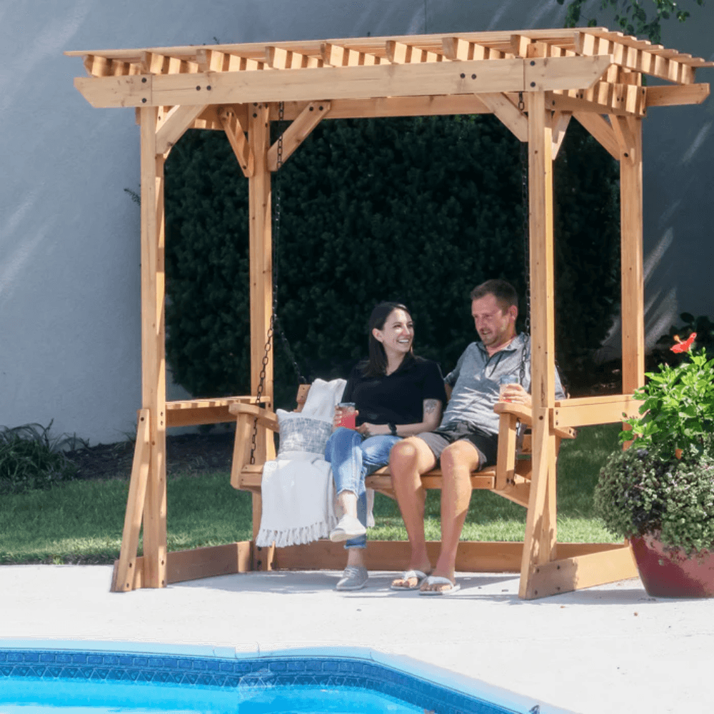 Backyard Discovery Callahan Cedar Wood Outdoor Pergola Swing Bench image 3
