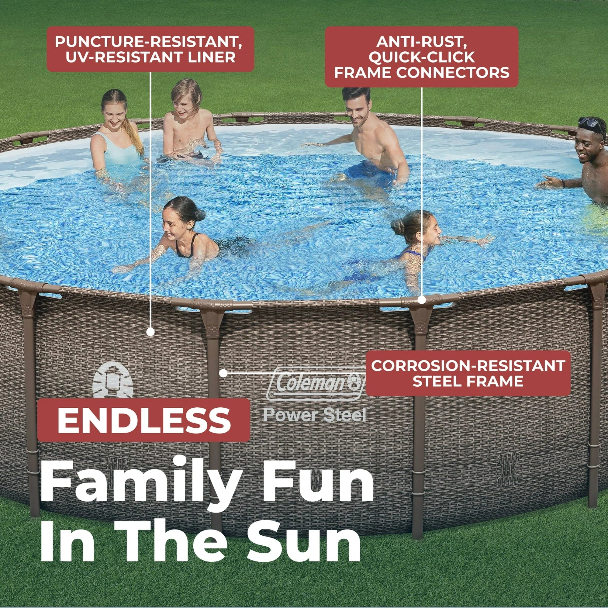 Coleman Power Steel 18 ft. x 48 in. Round Metal Frame Above Ground Pool Set image 7