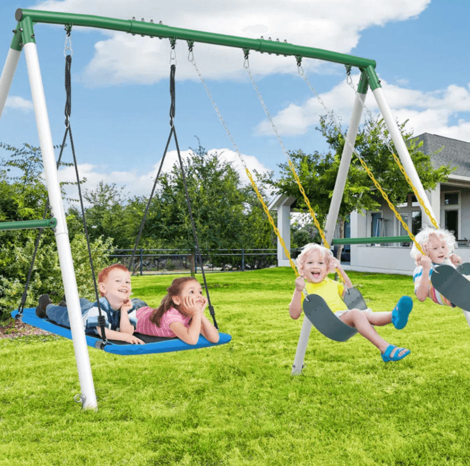660lbs Heavy Duty Swing Set With 1 Platform Swing, 2 Belt Swings image 1