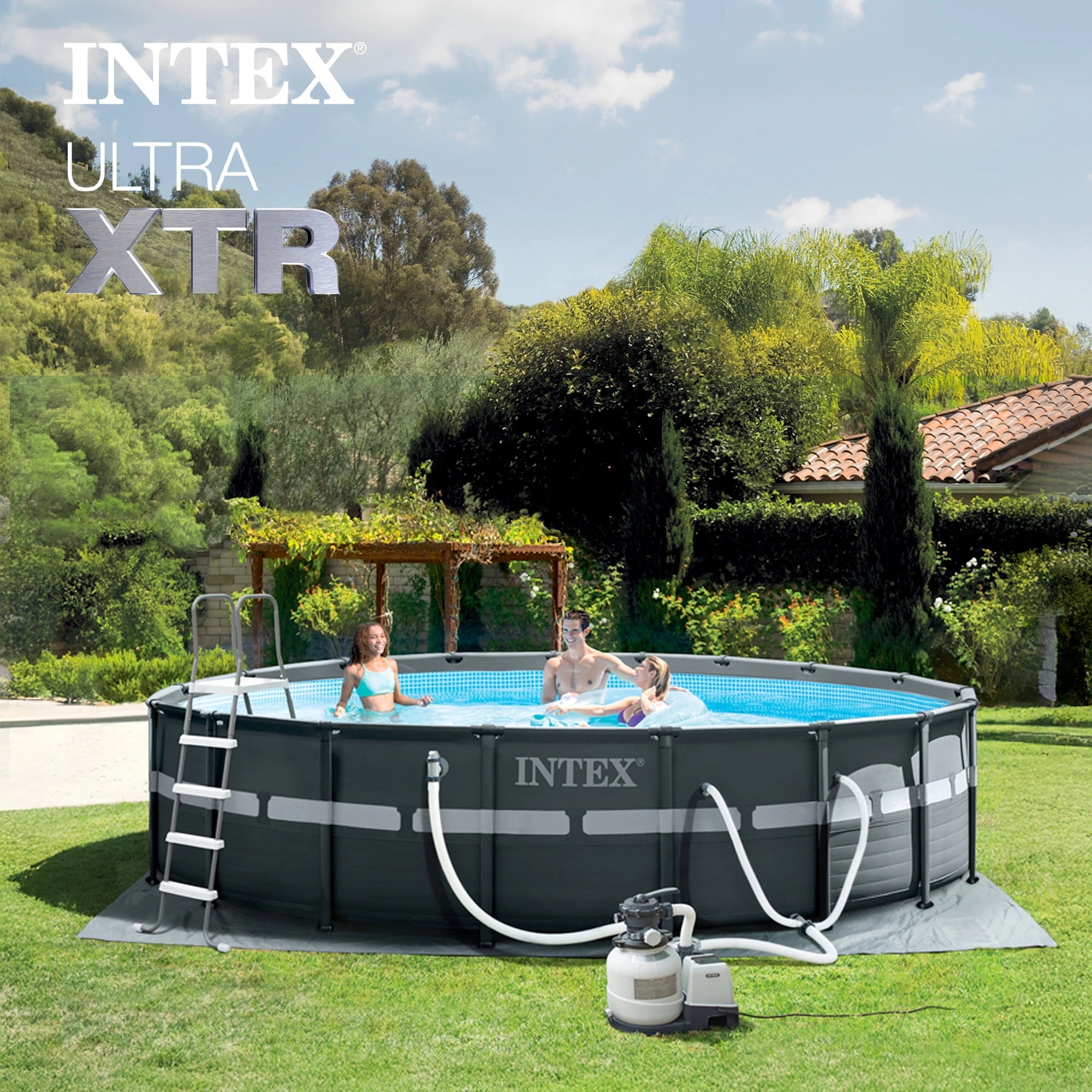 INTEX Ultra XTR 18ft x 52in Round Above Ground Pool Set, Sand Filter Pump image 1