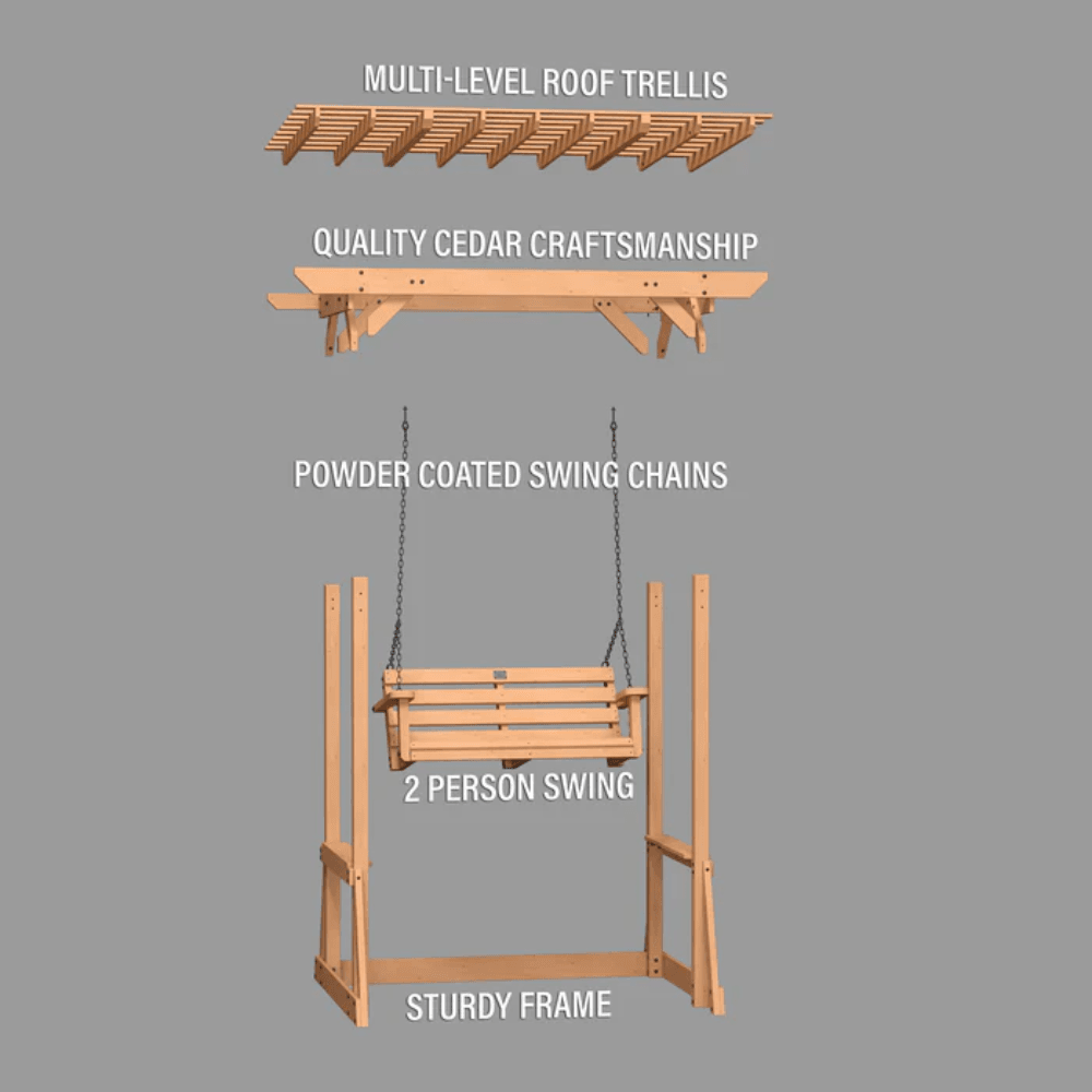 Backyard Discovery Callahan Cedar Wood Outdoor Pergola Swing Bench image 10