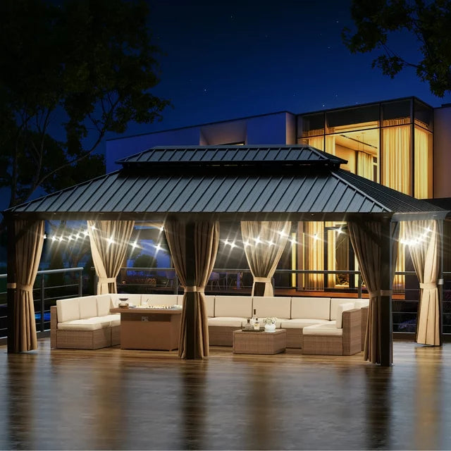 Sunmthink 12×20 ft Hardtop Gazebo with Double Roof image 3
