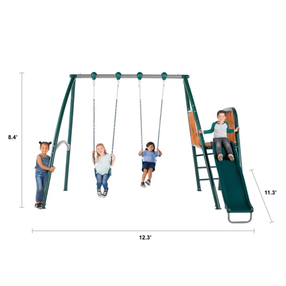 Sportspower Alta Oaks 10′ Heavy Duty Swing Set with Lifetime Warranty on 6′ Double Wall Slide image 3