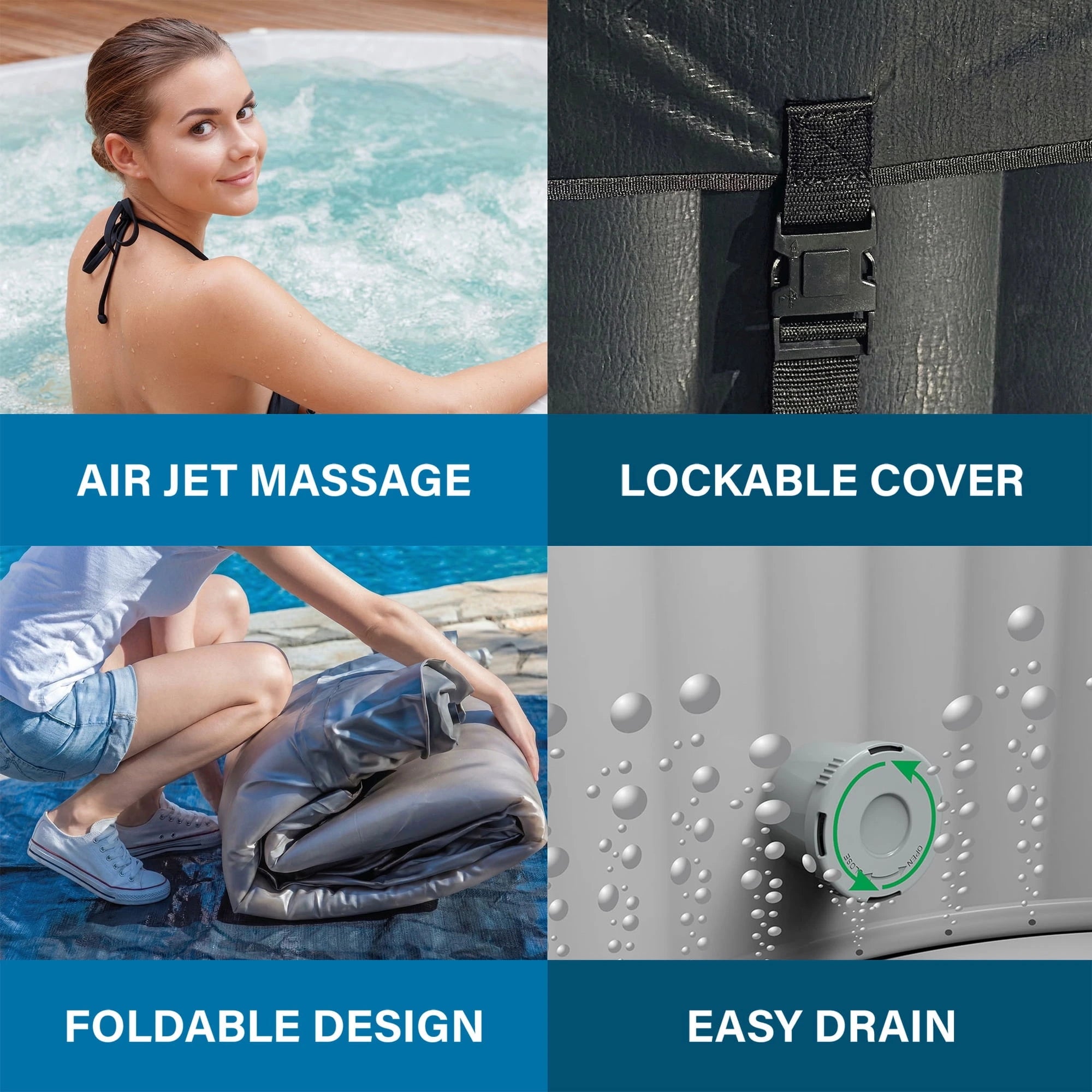 Avenli Oasis 2-3 Person Inflatable Hot Tub Spa + Cover, Rapid Heating up to 104°F, 105 Water Jets, 181 gal Capacity image 8