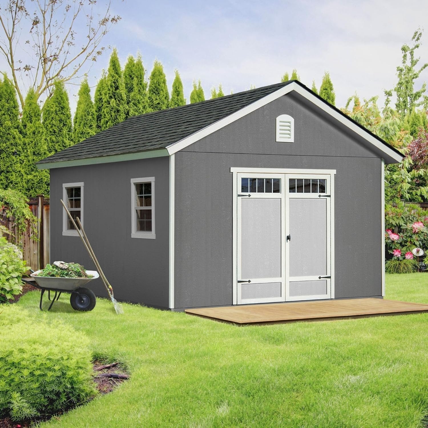 Handy Home Products Scarsdale 12×16 Do-it-Yourself Wooden Storage Shed with Floor image 1