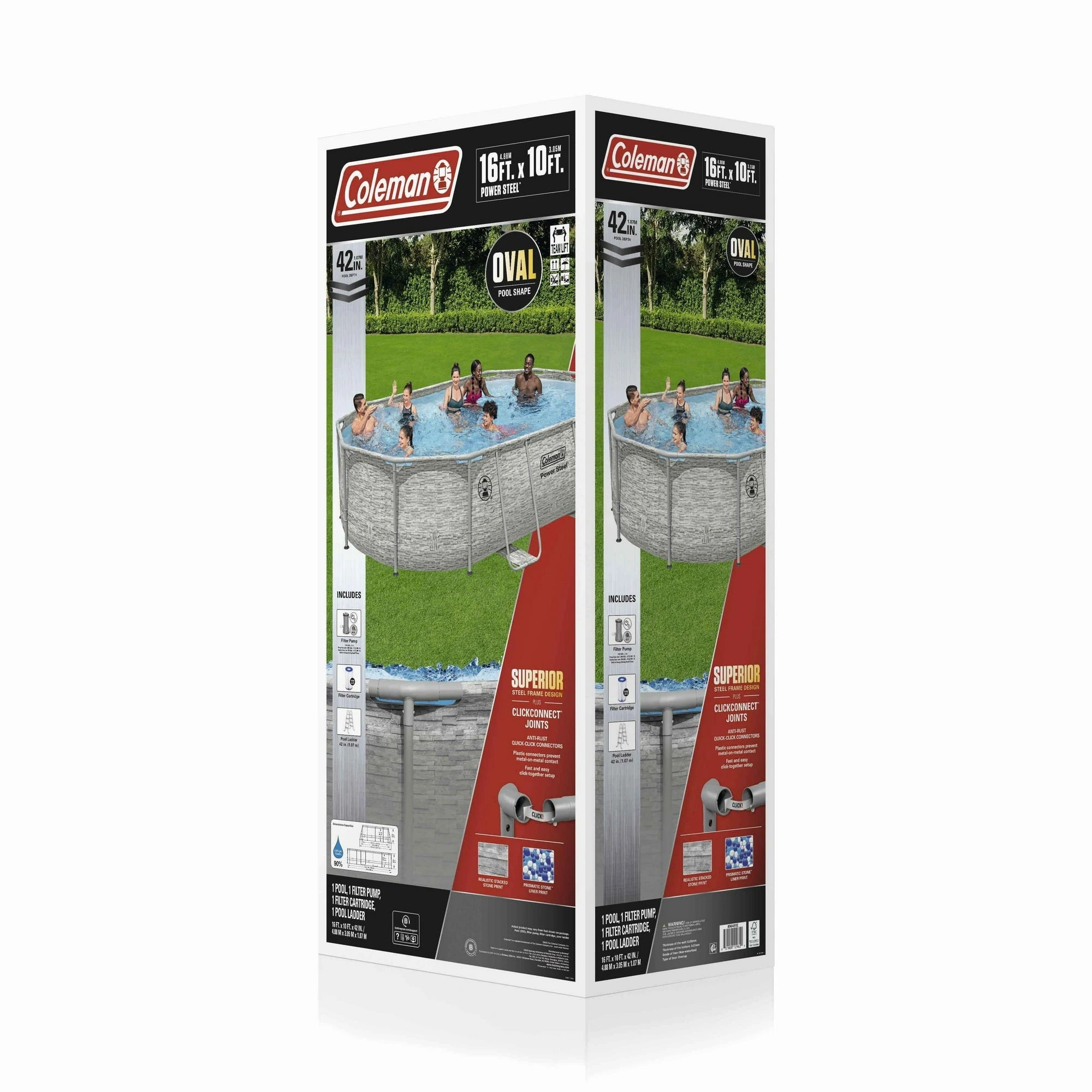 Coleman Power Steel 16′ x 10′ x 42″ Oval Above Ground Pool Set image 10