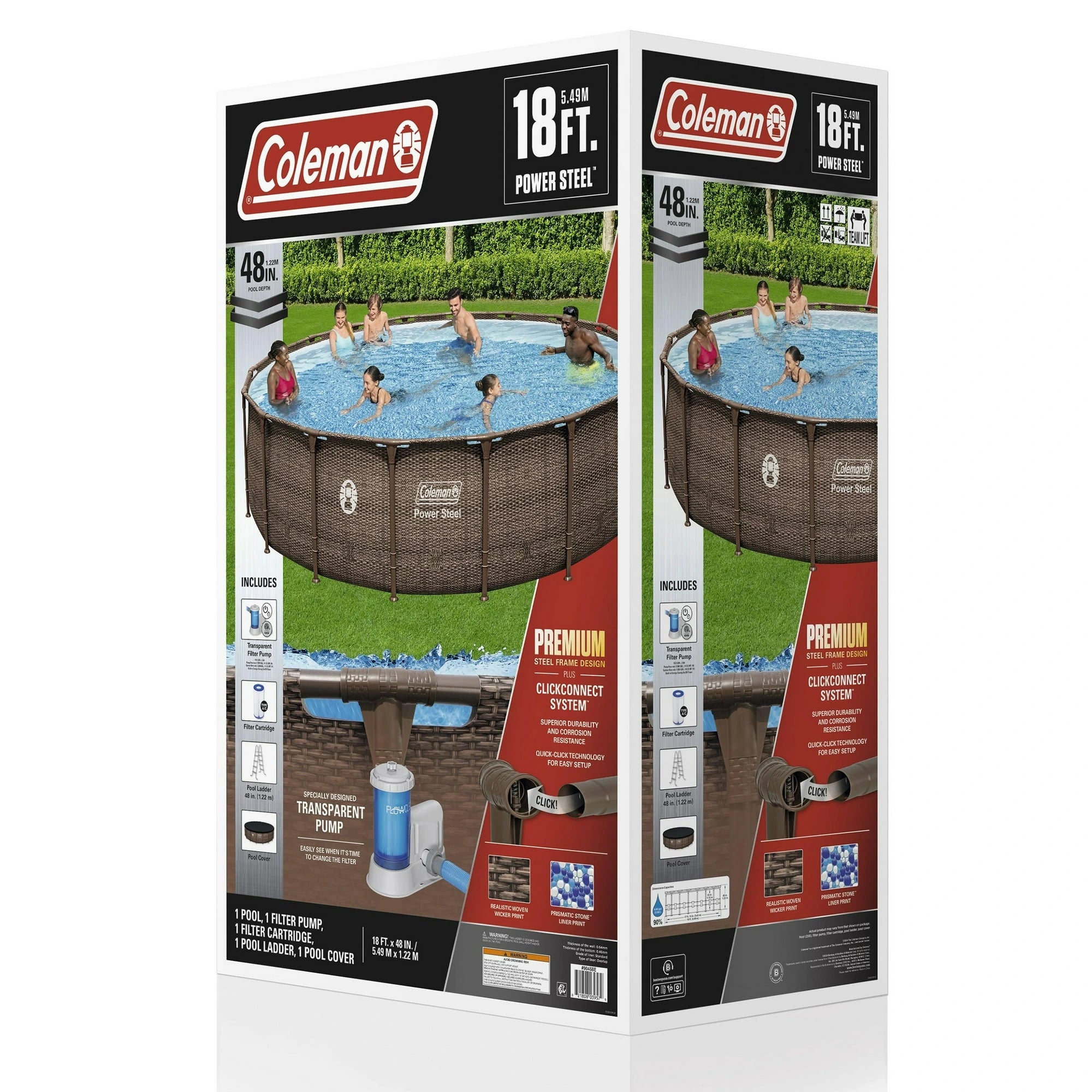 Coleman Power Steel 18 ft. x 48 in. Round Metal Frame Above Ground Pool Set image 9