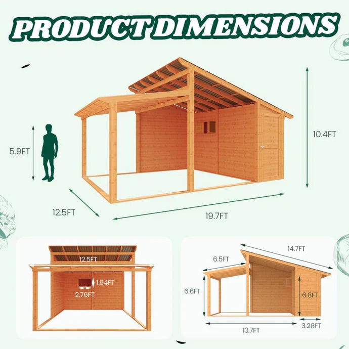AECOJOY 20′ × 12.5′ Outdoor Wooden Gazebo with Storage Room image 2