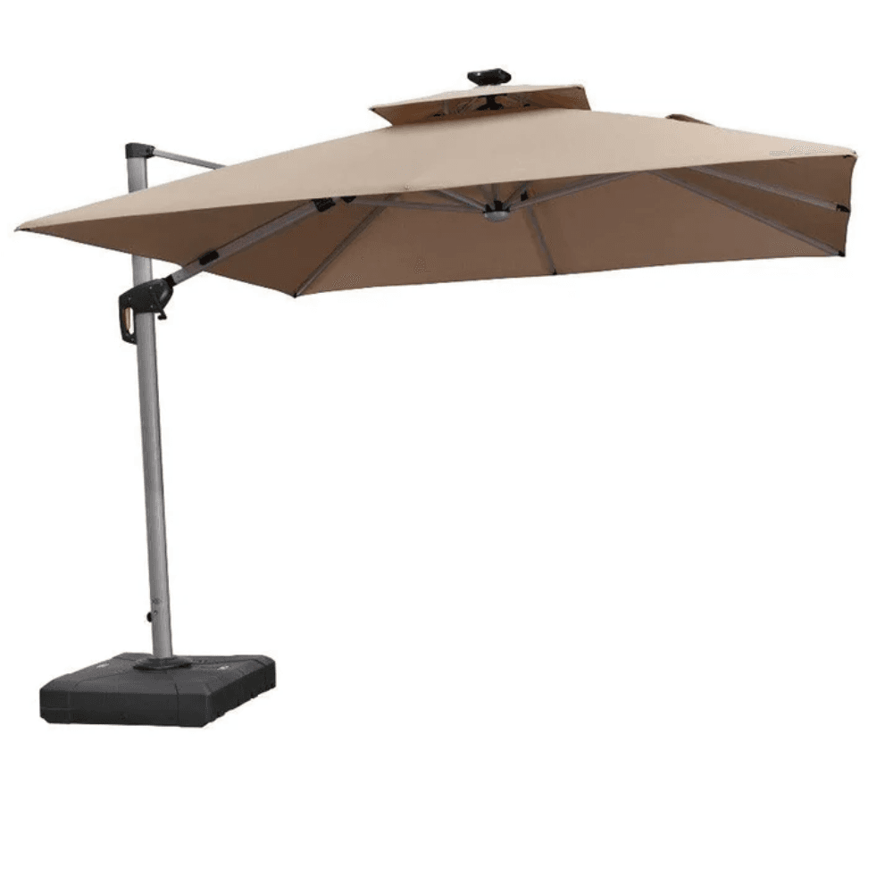 PURPLE LEAF Double Top Deluxe Solar Powered LED Square Patio Umbrella image 0