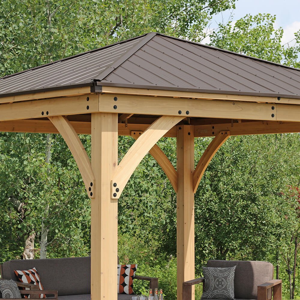 Yardistry Meridian 12×12 Cedar Gazebo with Aluminum Roof image 4