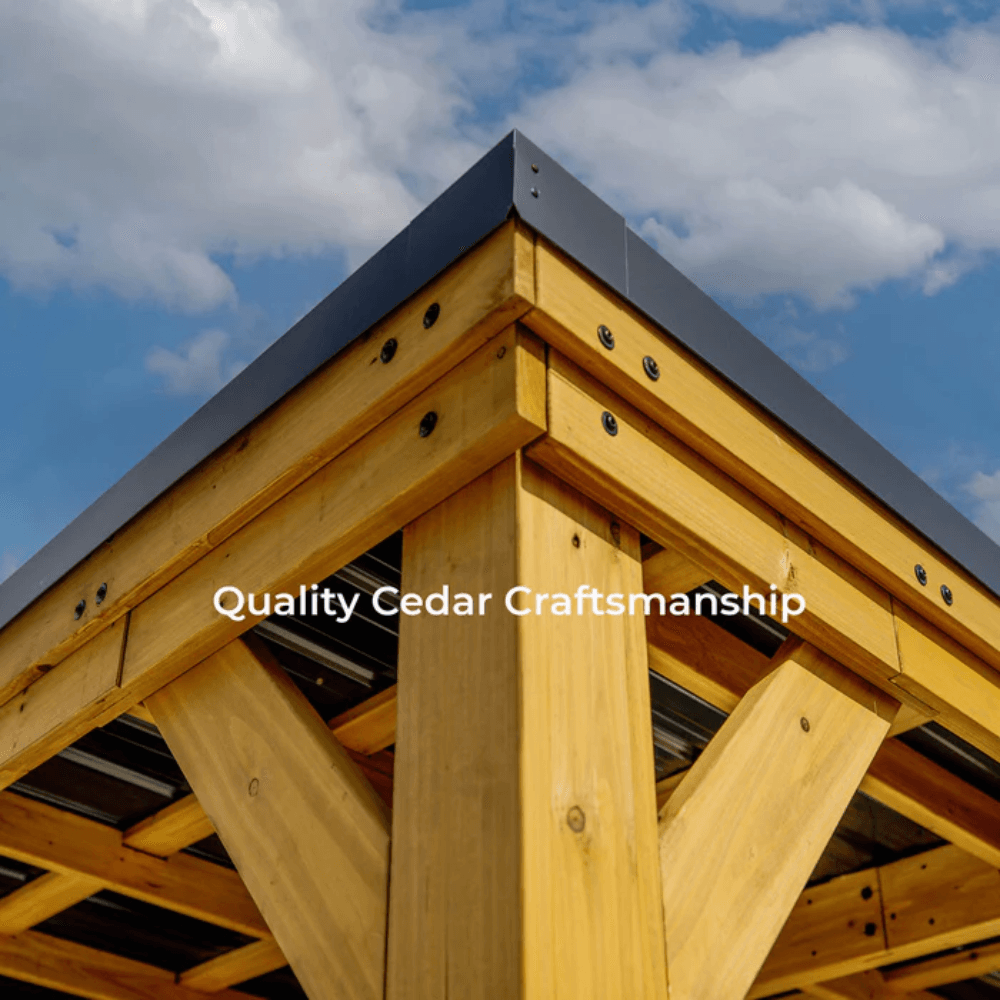 Backyard Discovery Kingsport 20′ x 20′ Cedar Wood Carport with Steel Roof image 6