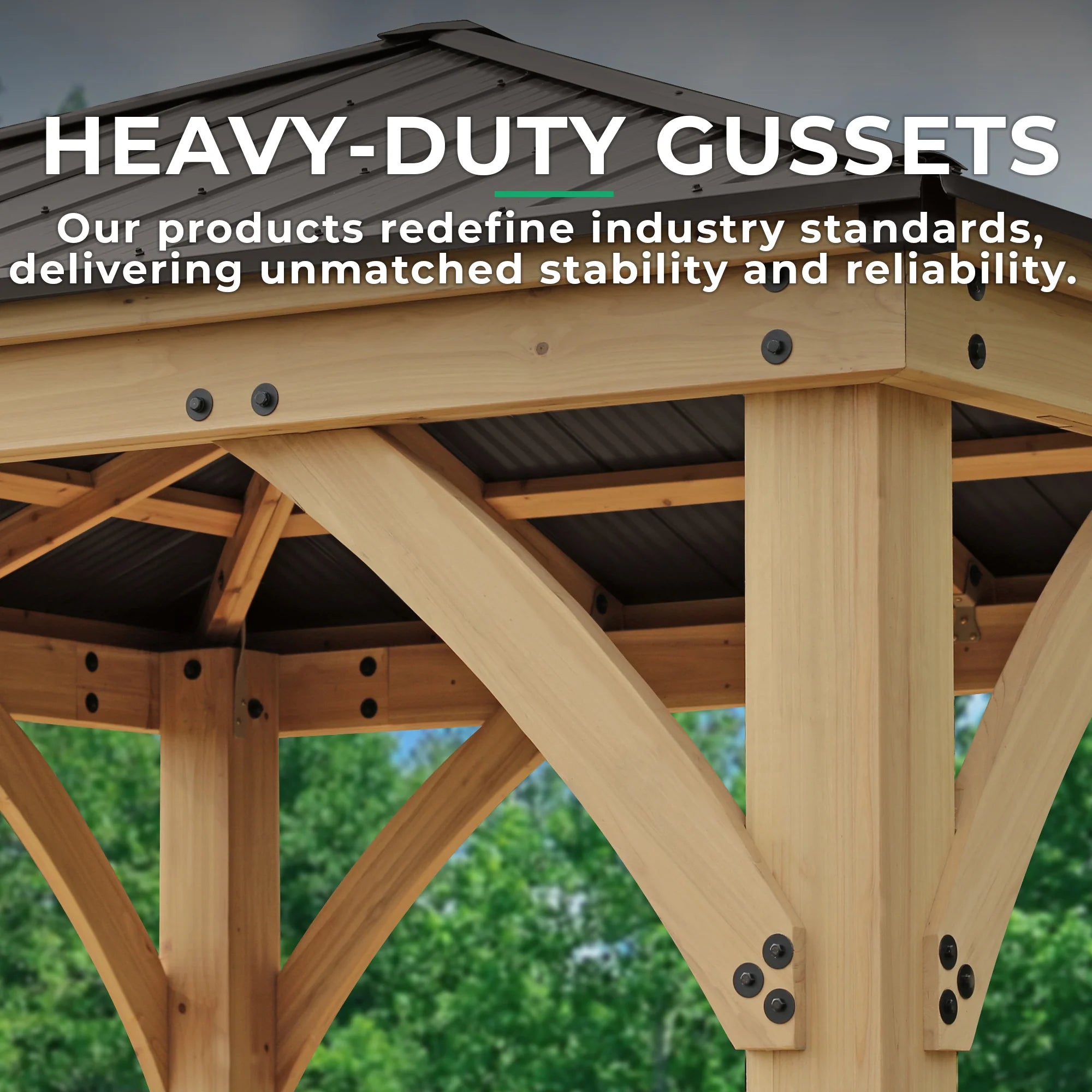 Yardistry Meridian 12×12 Cedar Gazebo with Aluminum Roof image 11