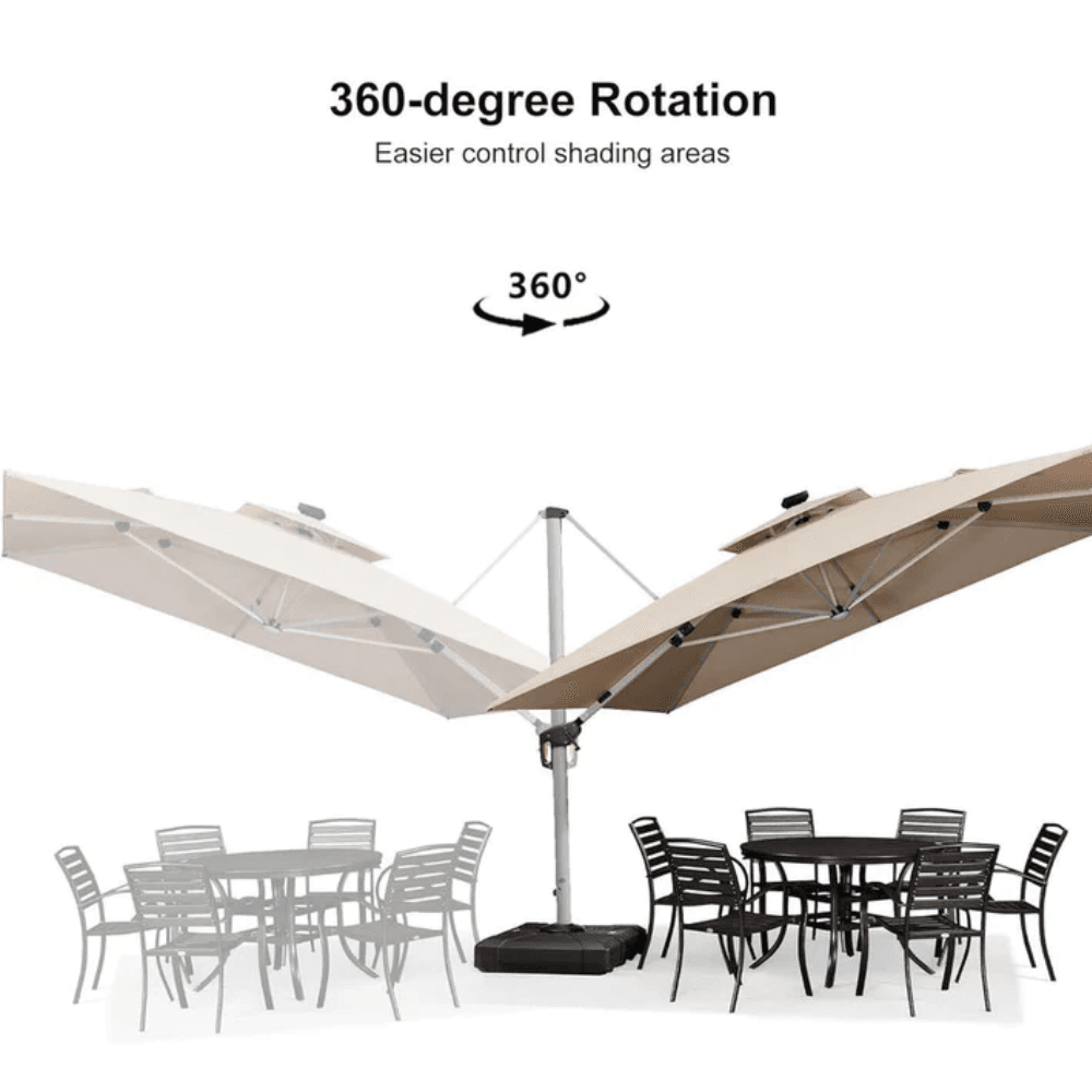 PURPLE LEAF Double Top Deluxe Solar Powered LED Square Patio Umbrella image 10