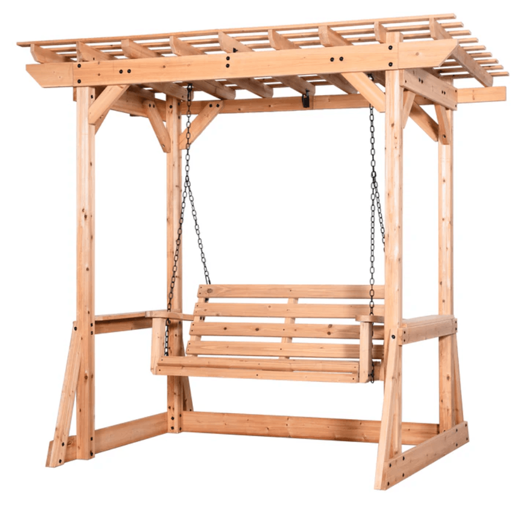 Backyard Discovery Callahan Cedar Wood Outdoor Pergola Swing Bench image 8